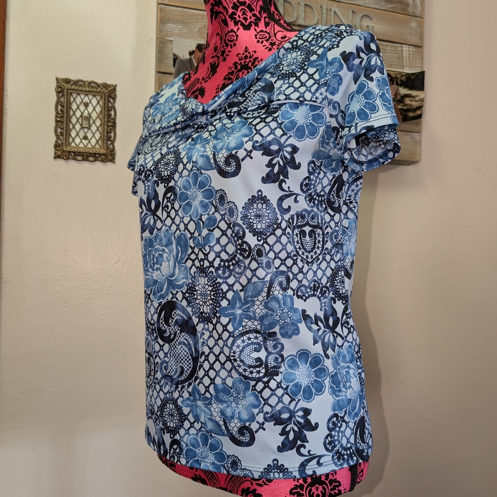 Floral Blue Women's Top